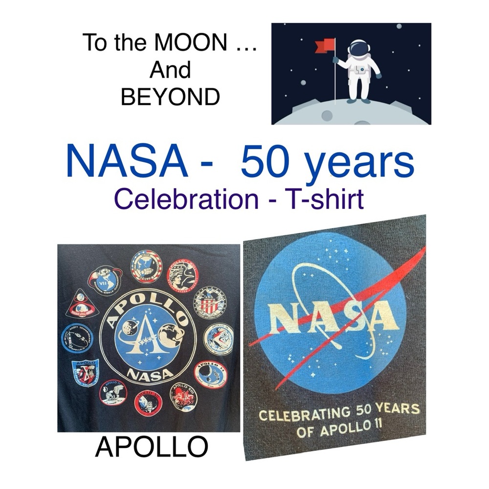 NASA ⭐️ APOLLO Black T-Shirt - ⭐️ 🧑‍🚀 🧑‍🚀 🪐 gift 🎁 idea